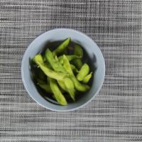 Edamame · Broiled soybeans with a dash of salt.