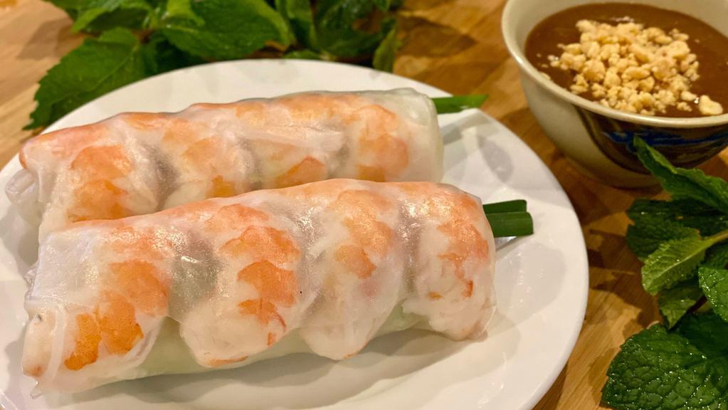 Summer Rolls With Rice Paper (2 Pcs) · 2 summer rolls with vegetables and your choice of shrimp, shredded pork, or grilled meat.