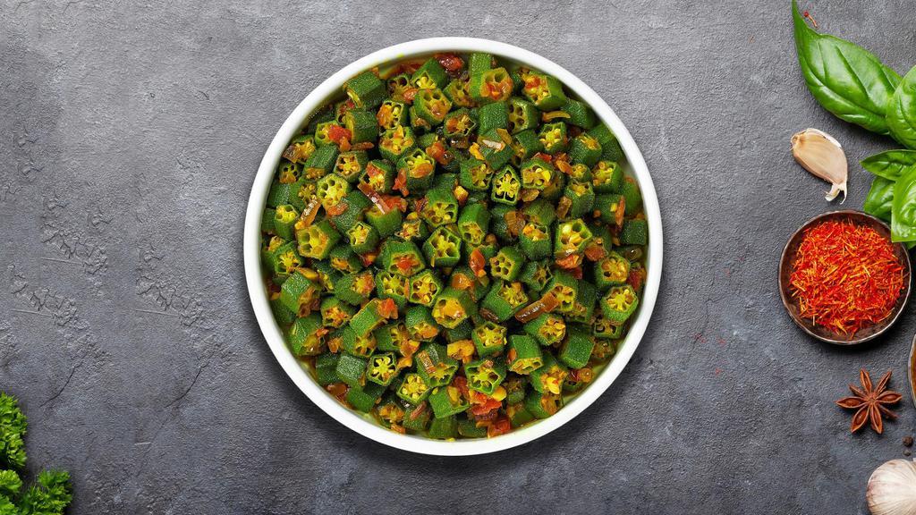 Bhindi Lights · Freshly cut okra cooked with tomatoes & fried onions.