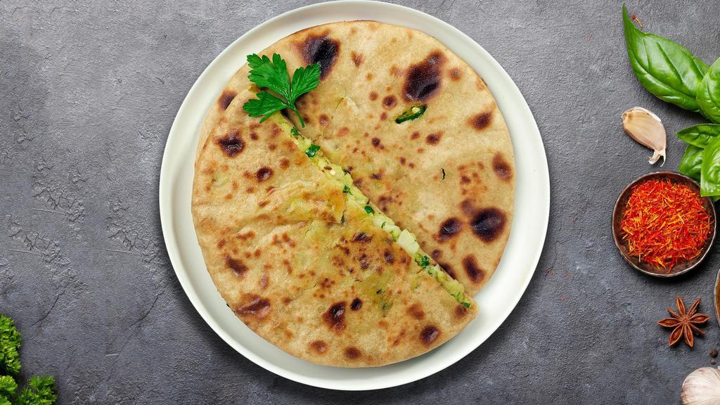Aloo Card Paratha · Whole wheat Indian bread stuffed with mashed potatoes