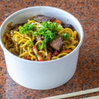 Brisket Fried Noodle · Wok Fried Noodles with Brisket, Char Siu, Kamaboko, Cabbage, Onions, Green Onions & Carrots....