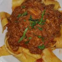 Tuscan Ragu Over Homemade Pappardelle · 
