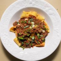 John'S Vegan Ragu · Over house-made vegan pappardelle. Contains nuts.