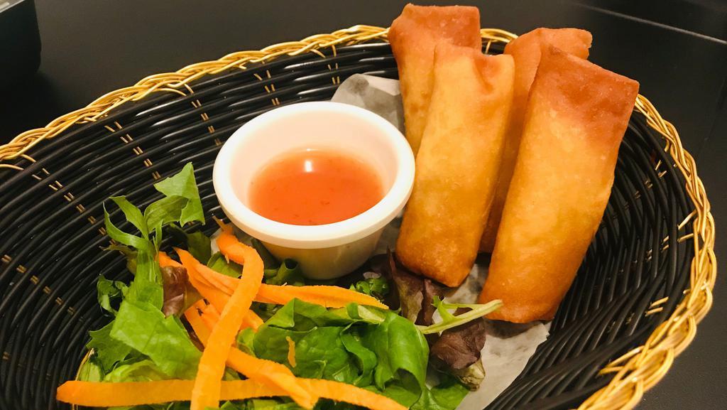 Spring Roll · Crispy vegetable mixed with vermicelli noodle served with pineapple plum sauce.