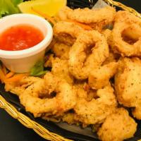Crispy Calamari · Thai style fried calamari served with red sweet chili sauce.
