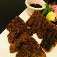 Thai Chive Pancake · Crispy chive pancake served with special soy sauce.