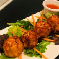 Crispy Dumpling · Fried chicken and shrimp dumpling served with sweet chili sauce.