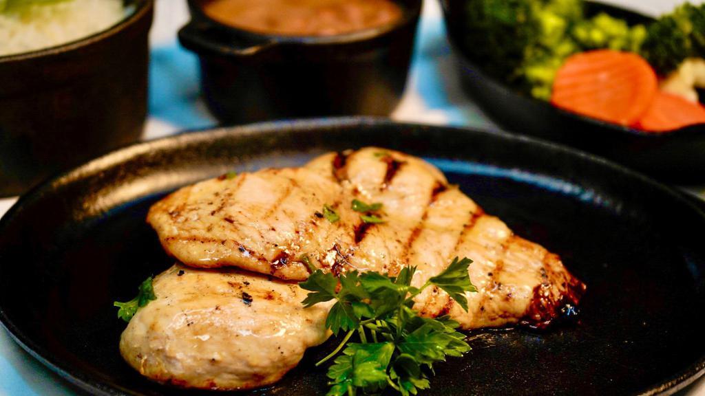 Grilled Chicken · Grilled chicken breast with 2 side orders of your choice.