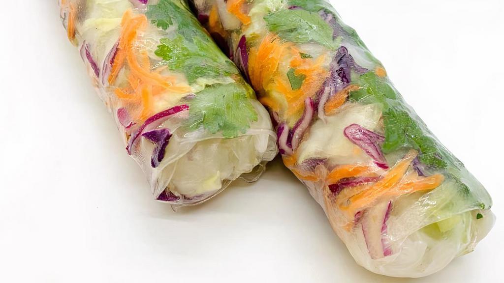 Vegetable Summer Rolls · 2 rolls with lettuce, purple cabbage, cucumber, rice noodles, pickled daikon-carrot, and cilantro. - Served with peanut sauce***
Please notify a staff if you have dietary restrictions or allergies.