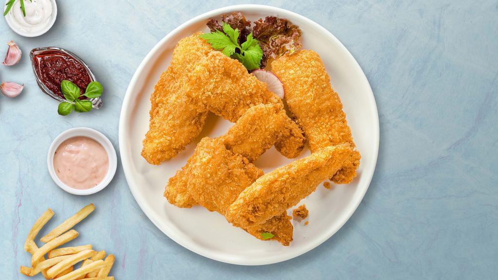 The Tender Cluck · Chicken tenders breaded and fried until golden brown.