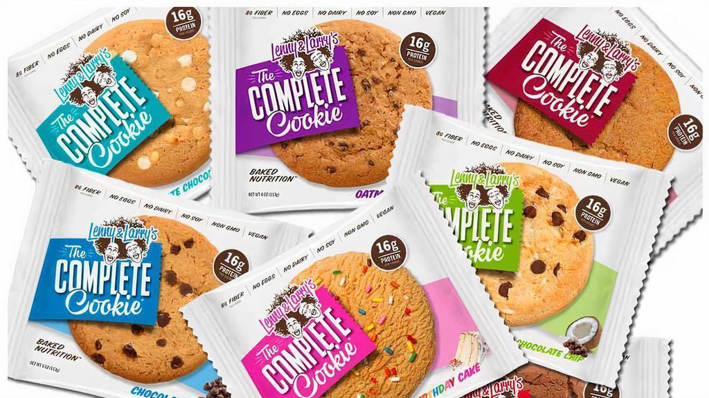 The Complete Cookie (4 Oz.) · Eight g fiber, no egg, no dairy, no soy, non-GMO, vegan, 16 gm protein.