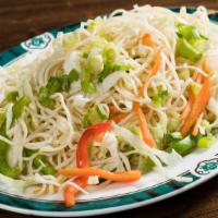 Vegetable Hakka Noodles · Indo-chinese style noodles sautéed in a wok with veggies.