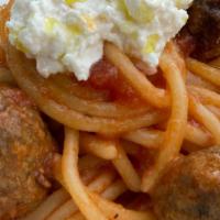 Meatball Sauce · All-beef meatballs with pecorino and herbs, just like Grandma Louise would make! You get 8 m...