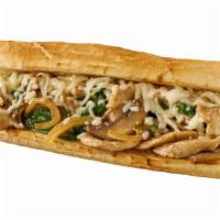 Mushroom And Steak Sandwich · Delicious sandwich made with Beef steak, mushrooms, melted cheese, sautéed onions, and green...