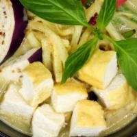 Green Curry (Vegetarian) · Hot Green chili paste and light sweet curry in the mix of coconut milk, eggplant, bamboo sho...