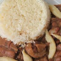 Stew Peas (Oxtail) · Served with choice of rice and peas, white rice