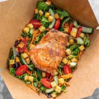 Up The River · Mixed Greens, Grilled Salmon, Roasted Corn, Carrots, Cherry Tomato, Cucumbers, Croutons, Bal...