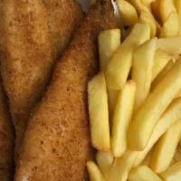 Fish And Chips · 2 pieces of Whiting Fish served with french fries.