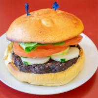 Black Bean Burger · Vegetarian. Black bean patty, lettuce, tomato, cucumbers, and chipotle-mayonnaise. Includes ...
