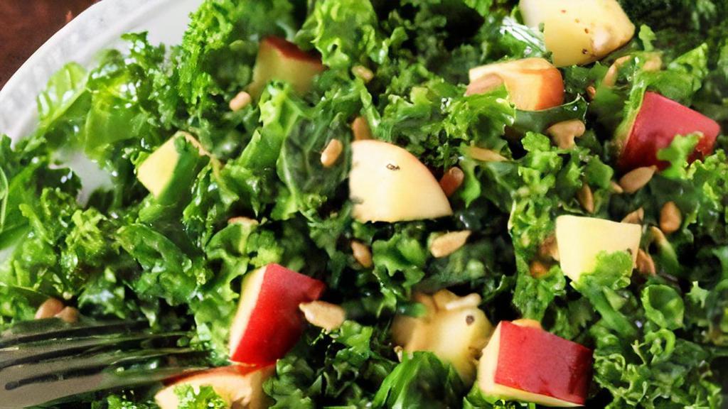 Kale Apple Salad · Goat cheese, carissin's, apples, kale, cucumbers, apple cider vinaigrette