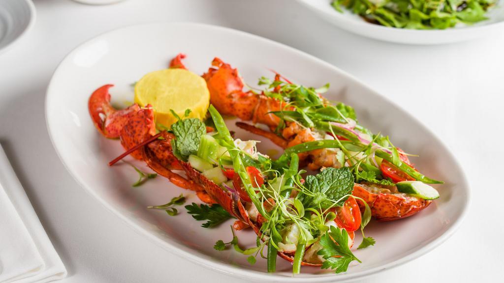 House Lobster Salad* · Cherry tomatoes, basil, celery, haricot vert, and lemon dressing.