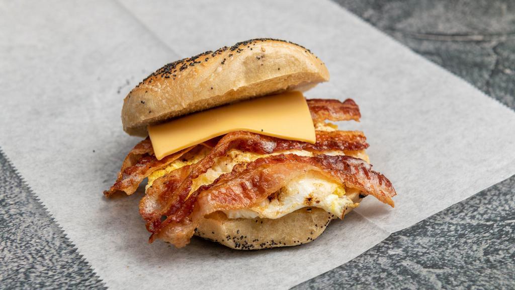 Bagel With Meat Egg & Cheese · Choice of bacon
 sausage
                 porkroll or
                 ham.