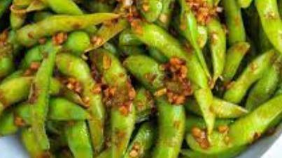 Edamame · Steamed japanese soy beans.