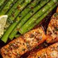 Salmon Asparagus · Grilled withTeriyaki sauce.