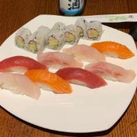 Sushi Regular · California roll and 8 pieces of sushi.