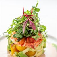 Lobster Salad · Cucumber, avocado, cherry tomatoes, hearts of palm, and grapefruit dressing. 

(GF, DF, Cont...