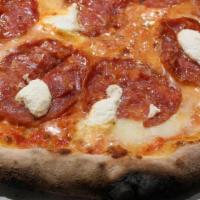 Williamsburg Pizza · Margherita topped with ricotta & hot sopressata