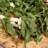 Oregano Pizza · Zaatar, shallots & cherry tomatoes topped with labne
