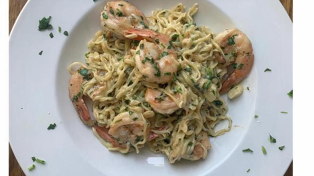 Shrimp Scampi · Homemade spaghetti tossed with jumbo shrimp in a scampi sauce