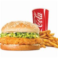 Spicy Chicken Sandwich Combo · Spicy. Papas fritas and soda.