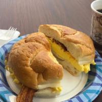 Eggs Sandwich With Ham · Two eggs.