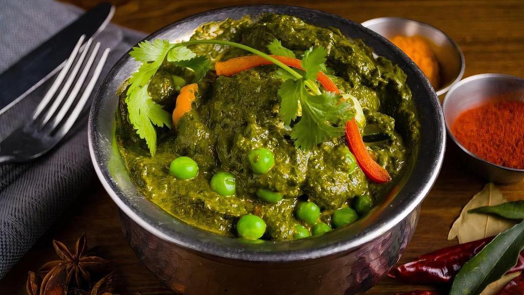 Sabji Saag Malai · Spinach and vegetables, chick peas