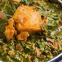 Murgh Saag · Chicken tikka and fresh spinach.
