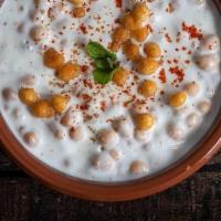 Boondi Raita · Beaten yogurt and besan crunchies.