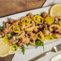  Fried Calamari Only On Friday'S · Lightly fried, tossed with banana peppers, Kalamata Olives, Fetta cheese w/ side choice of: ...