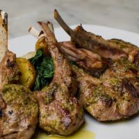 Grilled Rack Of Lamb Chops · Lemon roasted red potato, sauteed spinach and tzatziki sauce.