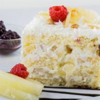 Berry Napoleon Cake · Freshly slice of Berry Napoleon cake.