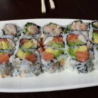 New York Roll
 · Shrimp, avocado, cucumber, salmon, with tobiko on the top.