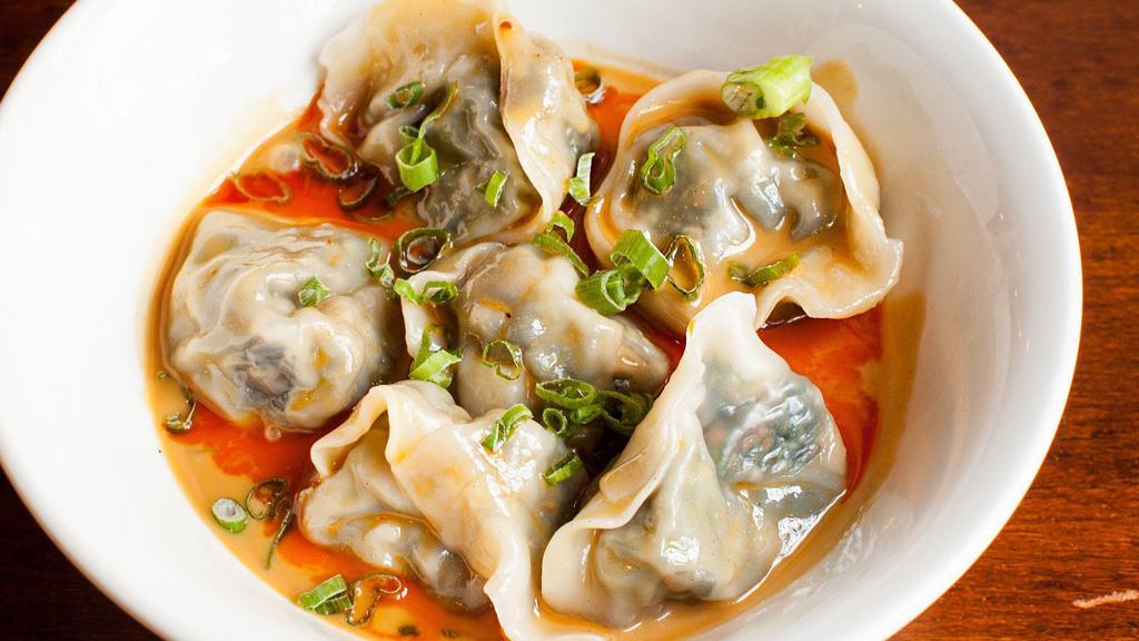 Spicy Wontons (6) · Six pieces with peanut sauce. Option to make it vegetarian.