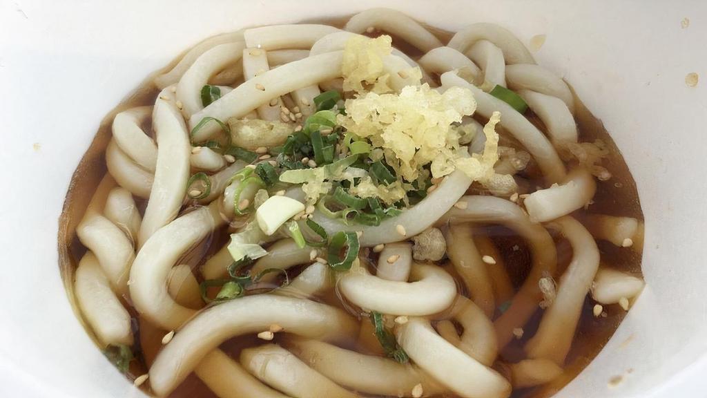 Plain - Udon · Thick Wheat Noodles served in a traditional, savory broth with green onions, sesame
seeds, and tempura flakes.