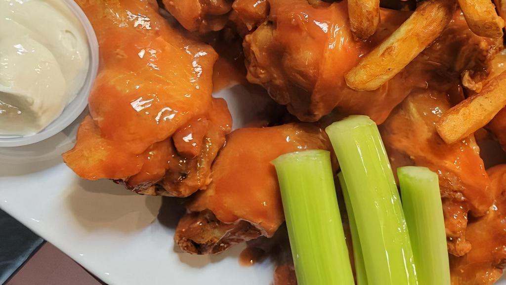 Buffalo Chicken Wings (8) · Please let us know if you want Hot, Medium, or Barbecue wings.