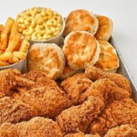 Roost Family Meal 20Pc Chicken Tenders · 20 Double Breaded Chicken Tenders with Choice of 4 Large Sides and 8 Biscuits