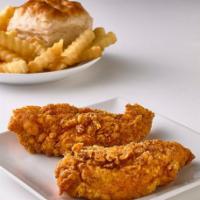 2Pc White Meat Breaded Chicken Combo Meal · 2 pieces of white meat freshly breaded chicken, 1 small side of choice, and 1 fresh-baked  b...