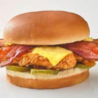 Chicken, Bacon, And Cheese Sandwich · 2 Double Breaded Chicken Tenders, 2 Slices of Thick Cut Bacon, and American Cheese on a Butt...