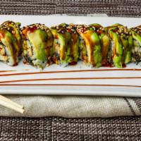 Dragon Roll · An eel roll with avocado wrapped on the outside, brushed with sweet sauce, sprinkled with se...