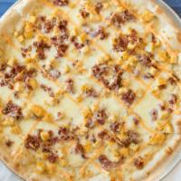 Chicken Bacon Ranch Pizza - Large · Mozzarella cheese, bacon, chicken, and yummy ranch dressing.